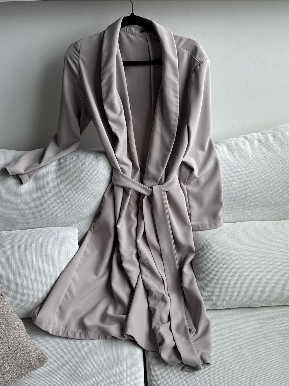 Tahari gray Trench-Style Wrap Coat size 6